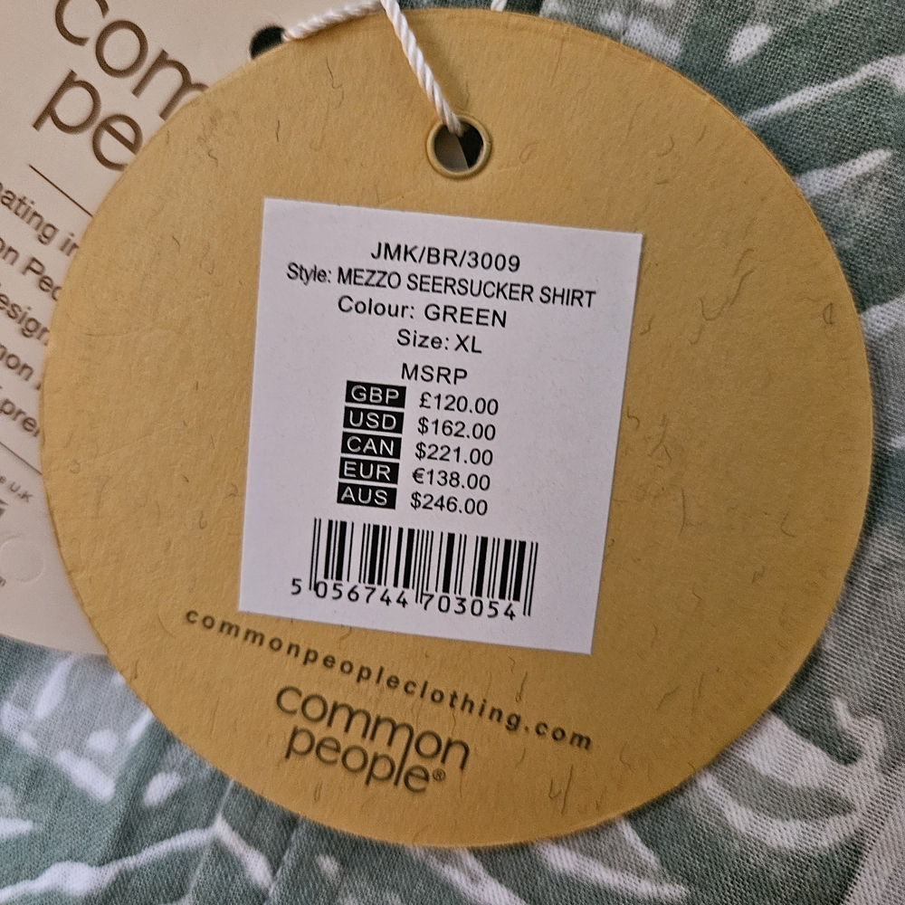 Common People Olive Patterned Hawaiian Style Men's Casual Cotton Shirt Sz XL NEW - Picture 5 of 7